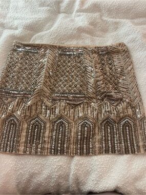 Club Monaco Champagne Beaded Mini Skirt